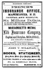 French's Insurance Office // Massachusetts Mutual Life Insurance Company // John V. Sullivan, Books & Stationery - 1864 Advertising