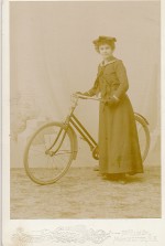 Manchester NH - a young unidentified woman from the Page-Healy family with bicycle prob circa 1920 or earlier. [photograph taken in Manchester NH]