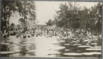 Manchester NH - early Pine Island Park showing swimmers and pavilion. Pre-1940.